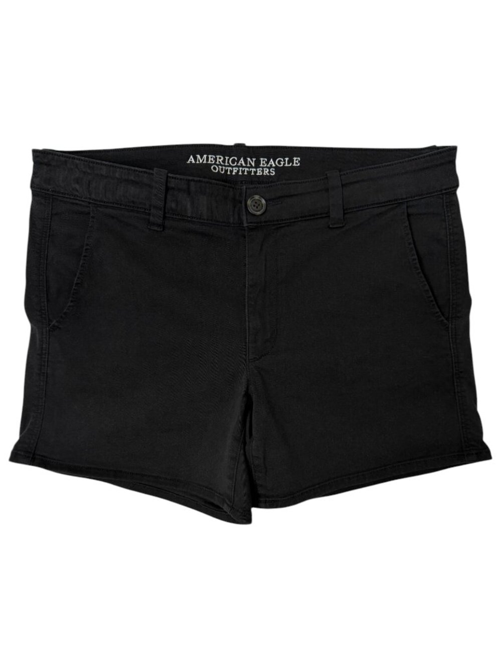 American Eagle Women's Black Super Stretch AEO Twill X Midi Shorts Size 12